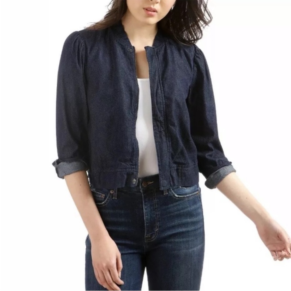 Lucky Brand True Indigo Bomber Denim Bomber Jacket - Picture 4 of 14